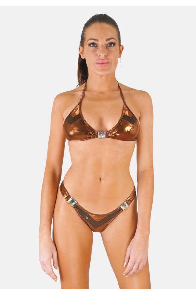 Maillot de bain string bikini métallisé marron cuivré Malawi