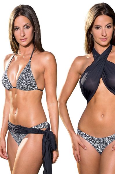 St Barthe | Maillot de bain tanga bikini brésilien léopard noir blanc ou lézard
